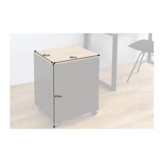 Caisson de bureau ZENTOR noir et chêne dimensions