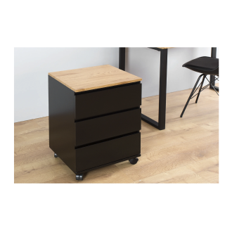 Caisson de bureau ZENTOR noir et chêne mis en situation