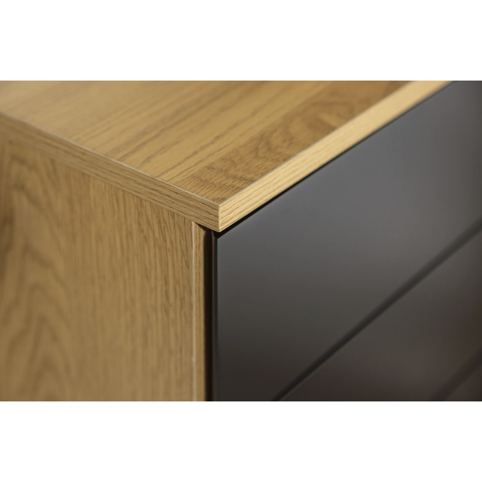 Caisson de bureau LUNISSIA 4 tiroirs sur roulettes – Noir et aspect bois – 40 x 61 x 45 cm