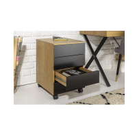 Caisson de bureau LUNISSIA 4 tiroirs sur roulettes – Noir et aspect bois – 40 x 61 x 45 cm