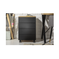 Caisson de bureau LUNISSIA 4 tiroirs sur roulettes – Noir et aspect bois – 40 x 61 x 45 cm