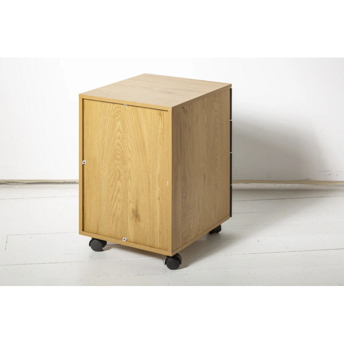 Caisson de bureau LUNISSIA 4 tiroirs sur roulettes – Noir et aspect bois – 40 x 61 x 45 cm