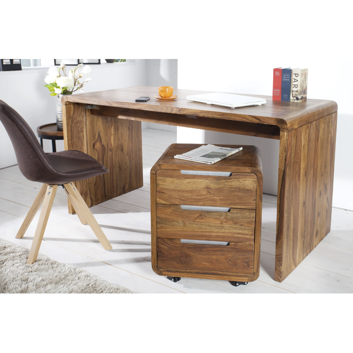 Caisson de bureau NOMA 3 tiroirs sur roulettes – Sheesham massif – 50 x 60 x 40 cm