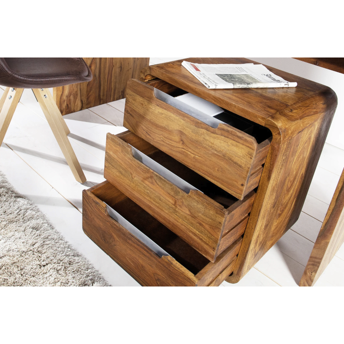 Caisson de bureau NOMA 3 tiroirs sur roulettes – Sheesham massif – 50 x 60 x 40 cm