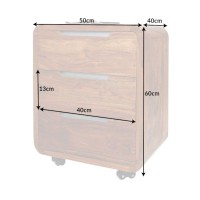 Caisson de bureau NOMA 3 tiroirs sur roulettes – Sheesham massif – 50 x 60 x 40 cm