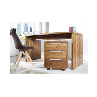 Bureau NOMA avec caisson 3 tiroirs sur roulettes – Sheesham massif – 120 x 80 x 60 cm