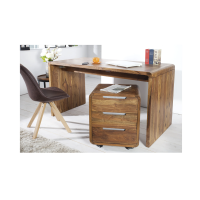 Bureau NOMA avec caisson 3 tiroirs sur roulettes – Sheesham massif – 120 x 80 x 60 cm