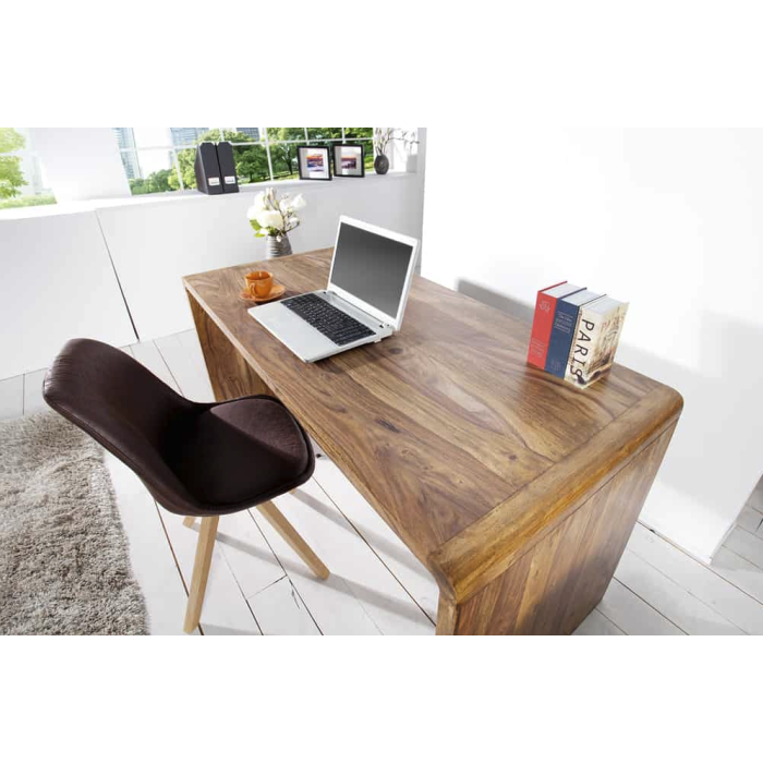 Bureau NOMA avec caisson 3 tiroirs sur roulettes – Sheesham massif – 120 x 80 x 60 cm
