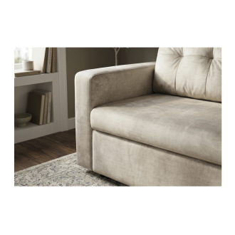Canapé PRESTO omvormbare 2-zitsbank in fluweel – Champagne beige – 142 x 82 x 86 cm