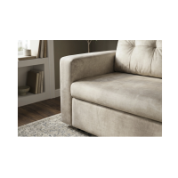 Canapé PRESTO convertible 2 places en velours – Beige champagne – 142 x 82 x 86 cm