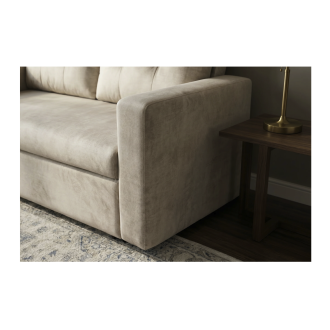Canapé PRESTO omvormbare 2-zitsbank in fluweel – Champagne beige – 142 x 82 x 86 cm