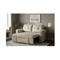 Canapé PRESTO convertible 2 places en velours – Beige champagne – 142 x 82 x 86 cm