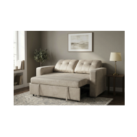Canapé PRESTO convertible 2 places en velours – Beige champagne – 142 x 82 x 86 cm