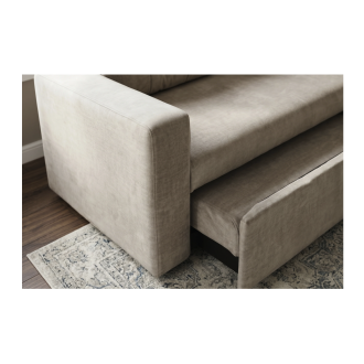Canapé PRESTO omvormbare 2-zitsbank in fluweel – Champagne beige – 142 x 82 x 86 cm