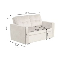 Canapé PRESTO convertible 2 places en velours – Beige champagne – 142 x 82 x 86 cm