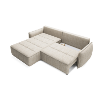 Canapé d'angle LUCAS convertible 4 places beige tissu – gauche – 265x196cm 