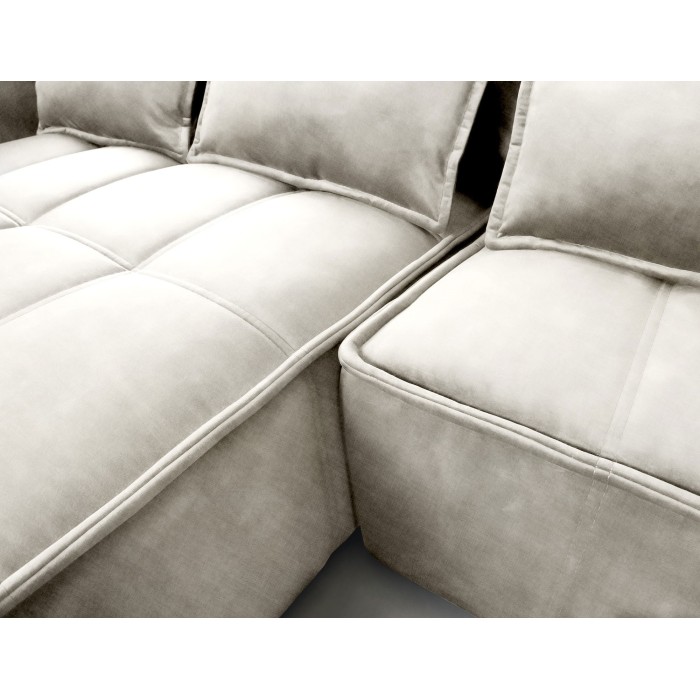 Canapé d'angle LUCAS convertible 4 places beige tissu – gauche – 265x196cm 