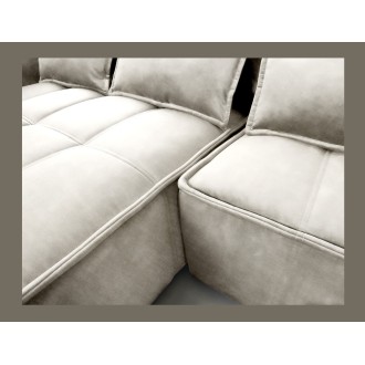 Canapé d'angle LUCAS convertible 4 places beige tissu – gauche – 265x196cm 