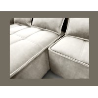 Canapé d'angle LUCAS convertible 4 places beige tissu – gauche – 265x196cm 