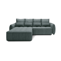 Canapé d'angle LUCAS convertible 4 places vert tissu – gauche – 265x196cm 