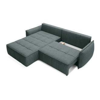 Canapé d'angle LUCAS convertible 4 places vert tissu – gauche – 265x196cm 