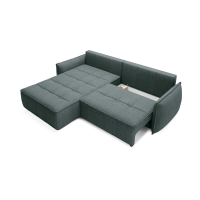 Canapé d'angle LUCAS convertible 4 places vert tissu – gauche – 265x196cm 