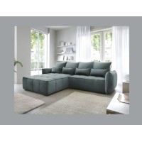 Canapé d'angle LUCAS convertible 4 places vert tissu – gauche – 265x196cm 
