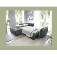 Canapé d'angle LUCAS convertible 4 places vert tissu – gauche – 265x196cm 