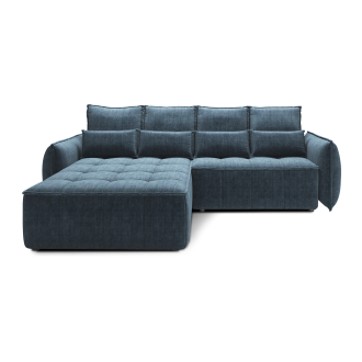 Canapé d'angle LUCAS convertible 4 places bleu foncé tissu – gauche – 265x196cm 