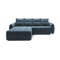 Canapé d'angle LUCAS convertible 4 places bleu foncé tissu – gauche – 265x196cm 