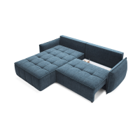 Canapé d'angle LUCAS convertible 4 places bleu foncé tissu – gauche – 265x196cm 