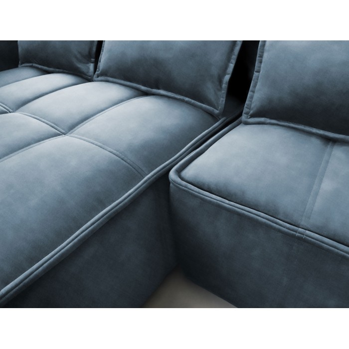 Canapé d'angle LUCAS convertible 4 places bleu foncé tissu – gauche – 265x196cm 
