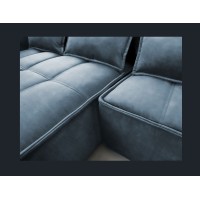 Canapé d'angle LUCAS convertible 4 places bleu foncé tissu – gauche – 265x196cm 