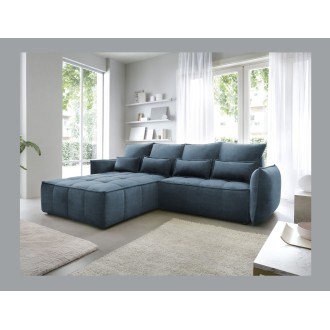 Canapé d'angle LUCAS convertible 4 places bleu foncé tissu – gauche – 265x196cm 