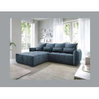Canapé d'angle LUCAS convertible 4 places bleu foncé tissu – gauche – 265x196cm 
