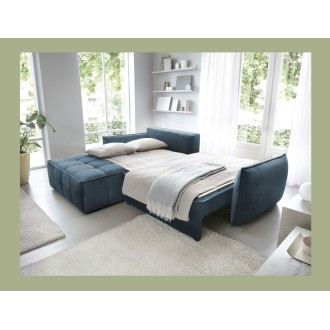 Canapé d'angle LUCAS convertible 4 places bleu foncé tissu – gauche – 265x196cm 