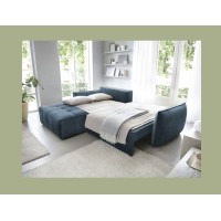 Canapé d'angle LUCAS convertible 4 places bleu foncé tissu – gauche – 265x196cm 