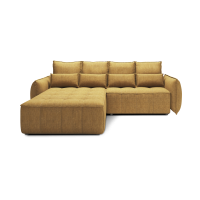 Canapé d'angle LUCAS convertible 4 places jaune tissu – gauche – 265x196cm 