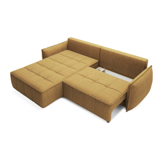Canapé d'angle LUCAS convertible 4 places jaune tissu – gauche – 265x196cm 