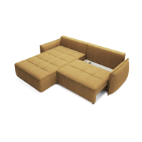 Canapé d'angle LUCAS convertible 4 places jaune tissu – gauche – 265x196cm 