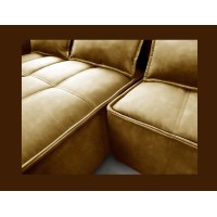 Canapé d'angle LUCAS convertible 4 places jaune tissu – gauche – 265x196cm 