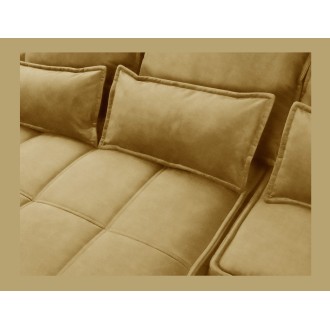 Canapé d'angle LUCAS convertible 4 places jaune tissu – gauche – 265x196cm 