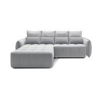 Canapé d'angle LUCAS convertible 4 places gris clair tissu – gauche – 265x196cm 