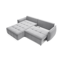 Canapé d'angle LUCAS convertible 4 places gris clair tissu – gauche – 265x196cm 