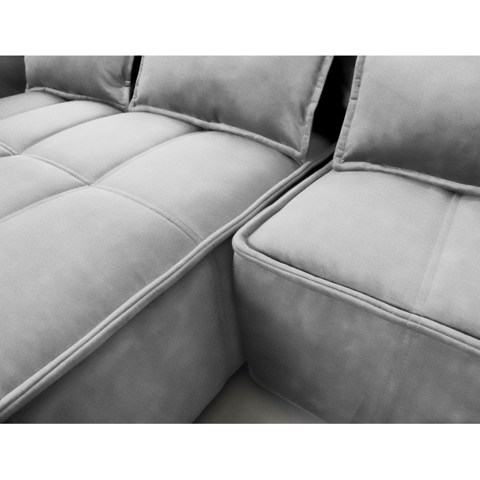 Canapé d'angle LUCAS convertible 4 places gris clair tissu – gauche – 265x196cm 