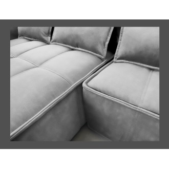 Canapé d'angle LUCAS convertible 4 places gris clair tissu – gauche – 265x196cm 