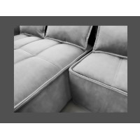 Canapé d'angle LUCAS convertible 4 places gris clair tissu – gauche – 265x196cm 