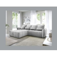 Canapé d'angle LUCAS convertible 4 places gris clair tissu – gauche – 265x196cm 