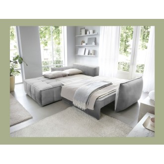 Canapé d'angle LUCAS convertible 4 places gris clair tissu – gauche – 265x196cm 