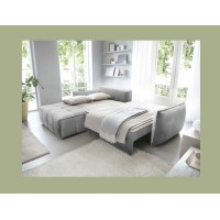 Canapé d'angle LUCAS convertible 4 places gris clair tissu – gauche – 265x196cm 